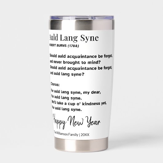 Auld Lang Syne Lyrics New Year's Eve Toast Custom Thermobecher (Vorderseite)