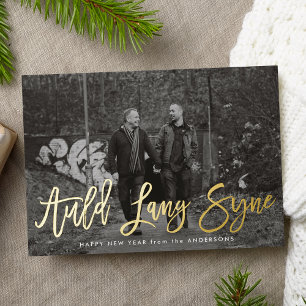 Auld Lang Syne New Year Foto Gold Folien Feiertagskarte