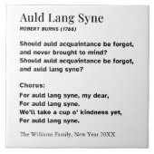 Auld Lang Syne New Year Party Words Personalized Fliese (Vorderseite)