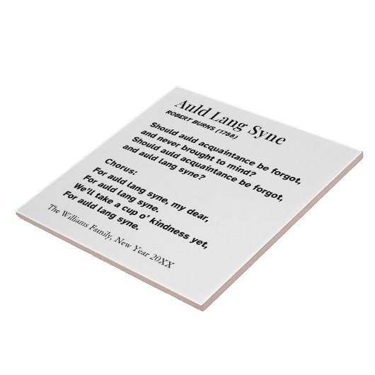 Auld Lang Syne New Year Party Words Personalized Fliese (Seite)