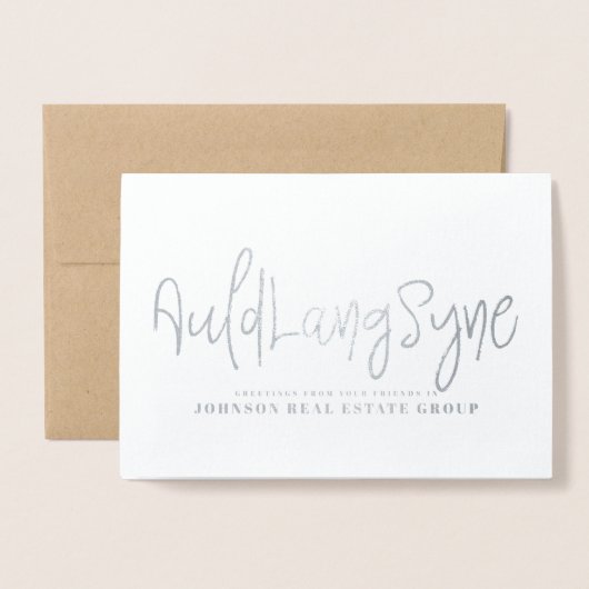 Auld Lang Syne Typografie | Holiday Greetings Folienkarte (Vorderseite mit Umschlag)