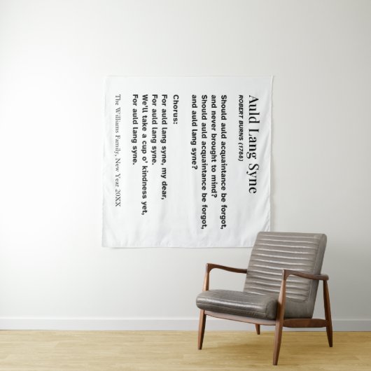 Auld Lang Syne Words for New Year - Personalized Wandteppich (Beispiel (Horizontal))