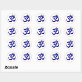 Aum oder Om-Symbol (Blau mit Korallenring) Runder Aufkleber (Blatt)
