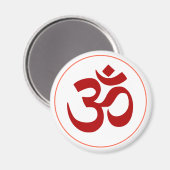 Aum- oder Om-Symbol (Dunkelrote Farbe) Magnet (Vorderseite/Rückseite)