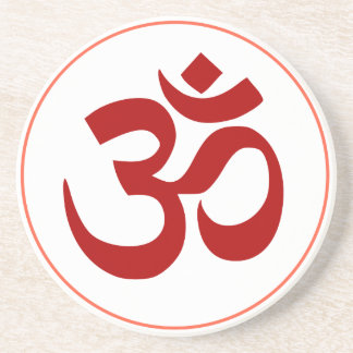Aum- oder Om-Symbol (Dunkelrote Farbe) Sandstein Untersetzer