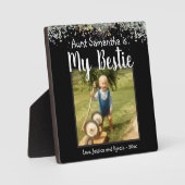 Aunt Bestie Glitter Desk Foto Fotoplatte (Vorderseite)