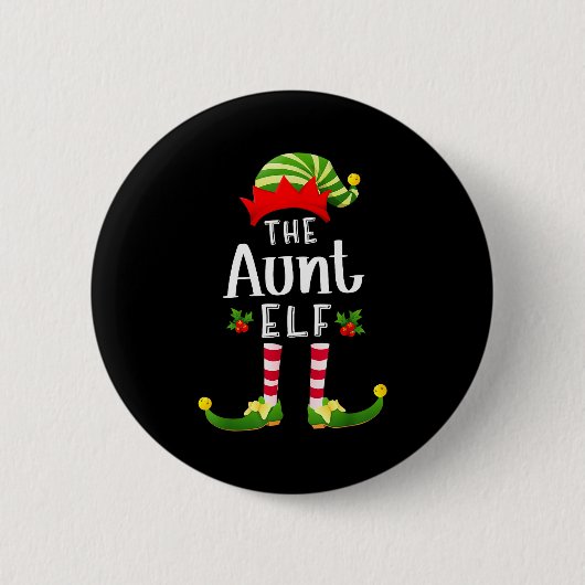 Aunt Christmas Elf Matching Pajama X-mas Party  Button (Vorderseite)