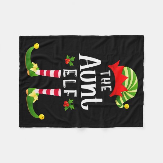 Aunt Christmas Elf Matching Pajama X-mas Party  Fleecedecke (Vorderseite (Horizontal))