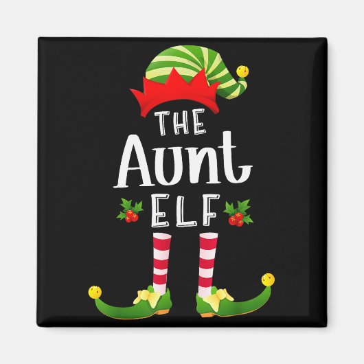 Aunt Christmas Elf Matching Pajama X-mas Party  Magnet (Vorne)