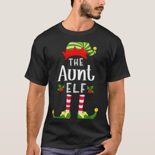 Aunt Christmas Elf Matching Pajama X-mas Party T-Shirt (Vorderseite)