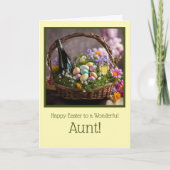 Aunt Happy Easter with Wine in Easter Basket Karte (Vorderseite)