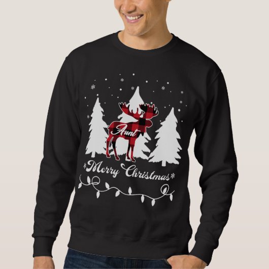Aunt Moose Buffalo Red Plaid Christmas Matching Fa Sweatshirt (Vorderseite)