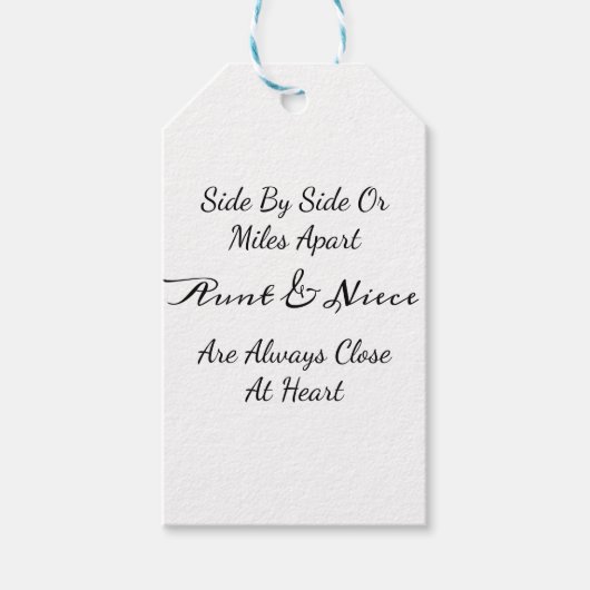 Aunt & Niece Quote – Side By Side or Miles Apart Geschenkanhänger (Vorderseite)