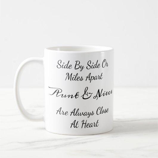 Aunt & Niece Quote – Side By Side or Miles Apart Kaffeetasse (Links)