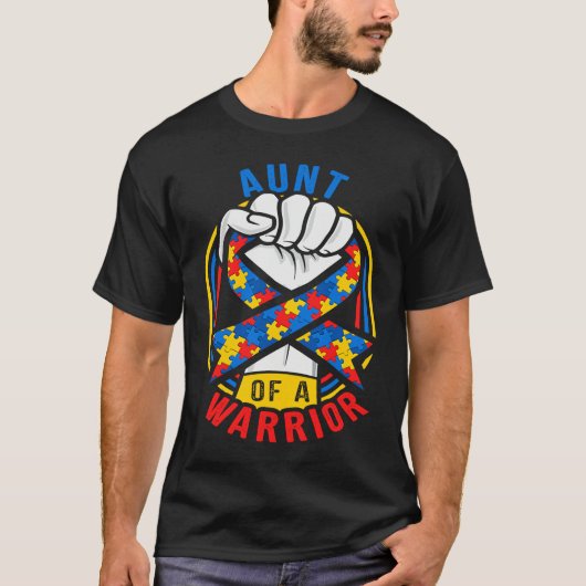 Aunt of a Warrior Autism Awareness Matching T-Shirt (Vorderseite)