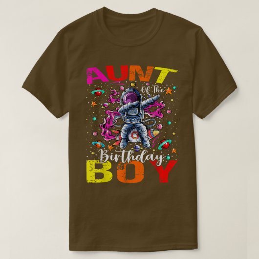 Aunt Of The Birthday Boy Astronaut Boy Space Theme T-Shirt (Design vorne)
