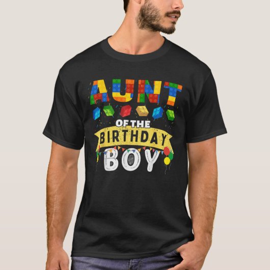 Aunt of the birthday boy Building Blocks Master bu T-Shirt (Vorderseite)