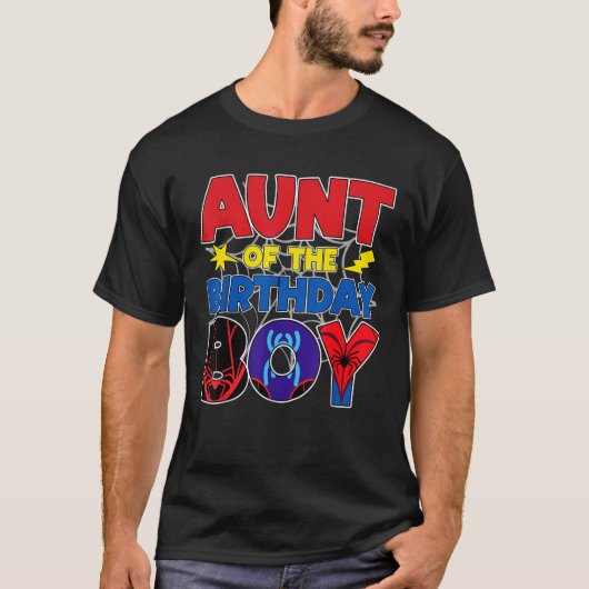 Aunt Of The Birthday Boy Matching Spider Family Bi T-Shirt (Vorderseite)