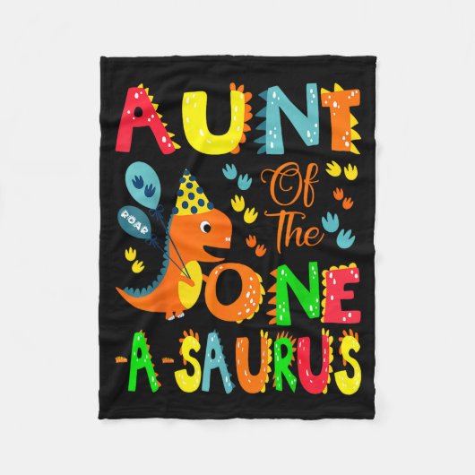 Aunt Of The One-a-saurus 1st Birthday Boy Dinosaur Fleecedecke (Vorderseite)
