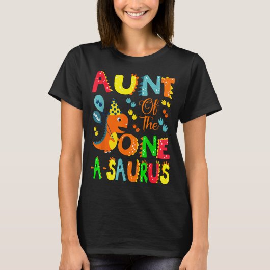 Aunt Of The One-a-saurus 1st Birthday Boy Dinosaur T-Shirt (Vorderseite)
