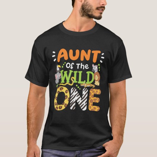 Aunt Of The Wild One Kids Boys Safari Zoo Birthday T-Shirt (Vorderseite)