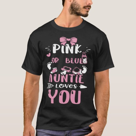 Aunt Pink Or Blue Auntie Loves You Baby Girl T-Shirt (Vorderseite)