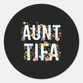 Aunt Tifa - Retro Wildflowers Floral Feminist Mom Runder Aufkleber (Vorderseite)
