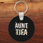 Aunt Tifa - Retro Wildflowers Floral Feminist Mom Schlüsselanhänger (Vorderseite)