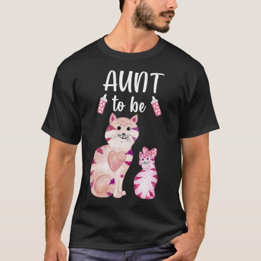 Aunt To Be Cat Baby Shower For Girl T-Shirt (Vorderseite)