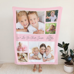 Aunt We Love You Photo Personalized Pink Fleecedecke