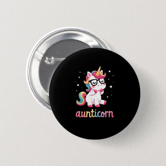 Aunticorn Aunty Dabbing Unicorn Auntie Aunt Christ Button (Vorne & Hinten)