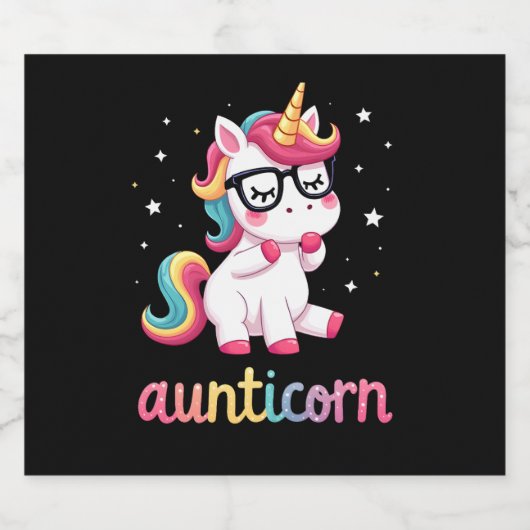 Aunticorn Aunty Dabbing Unicorn Auntie Aunt Christ Schaumweinetikett (Einzelnes Label)