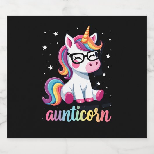 Aunticorn Aunty Dabbing Unicorn Auntie Aunt Christ Schaumweinetikett (Einzelnes Label)