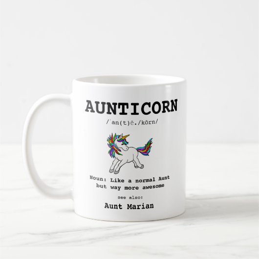 Aunticorn Tante Definition Unicorn Typografie Kaffeetasse (Links)