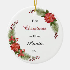 Auntie Baby Foto First Christmas Floral Keramik Ornament