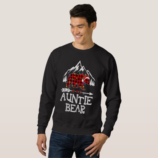 Auntie Bear Buffalo Plaid Matching Family Christma Sweatshirt (Vorne ganz)