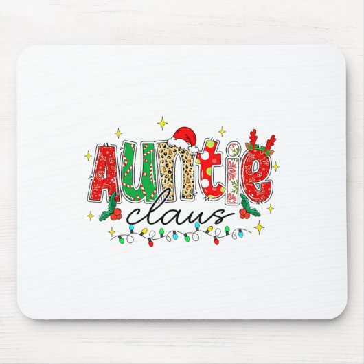 Auntie Claus Aunt Christmas Lights Pajama Family M Mousepad (Vorne)