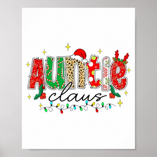 Auntie Claus Aunt Christmas Lights Pajama Family M Poster (Vorne)