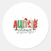 Auntie Claus Aunt Christmas Lights Pajama Family M Runder Aufkleber (Vorderseite)