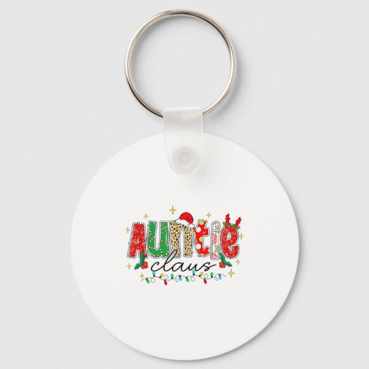 Auntie Claus Aunt Christmas Lights Pajama Family M Schlüsselanhänger (Vorderseite)
