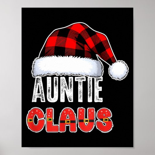 Auntie Claus Buffalo Plaid Red Santa Hat Christmas Poster (Vorne)