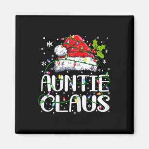 Auntie Claus Christmas Lights Pajama Family Matchi Magnet