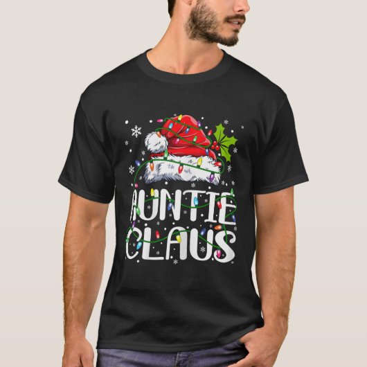 Auntie Claus Christmas Lights Pajama Family Matchi T-Shirt (Vorderseite)