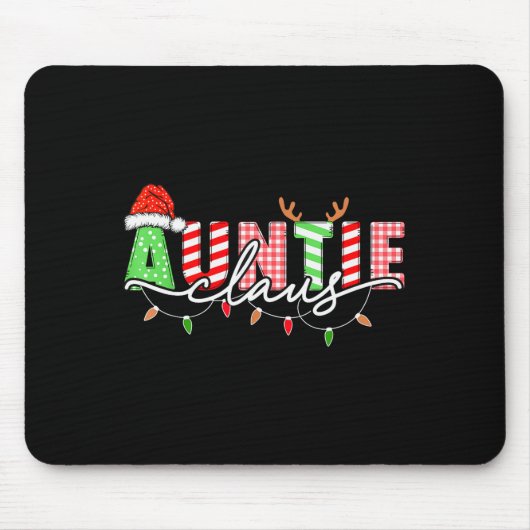 Auntie Claus Xmas Christmas Lights Pajama Family M Mousepad (Vorne)