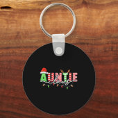 Auntie Claus Xmas Christmas Lights Pajama Family M Schlüsselanhänger (Vorderseite)