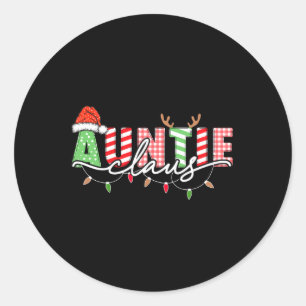 Auntie Claus Xmas Weihnachtsleights Pajama Familie Runder Aufkleber