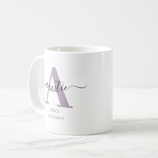 Auntie Elegant Script Monogram Kaffeetasse (Vorderseite Links)