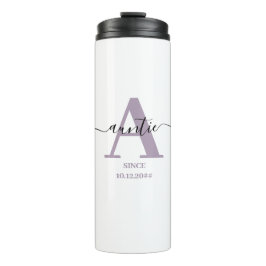 Auntie Elegant Script Monogram Thermosbecher
