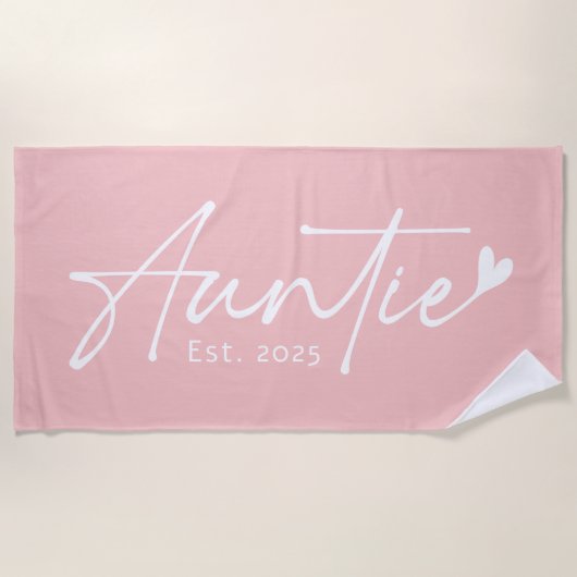 Auntie Est year script with heart light pink Strandtuch (Vorderseite)