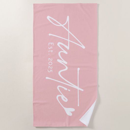 Auntie Est year script with heart light pink Strandtuch (Vorderseite)